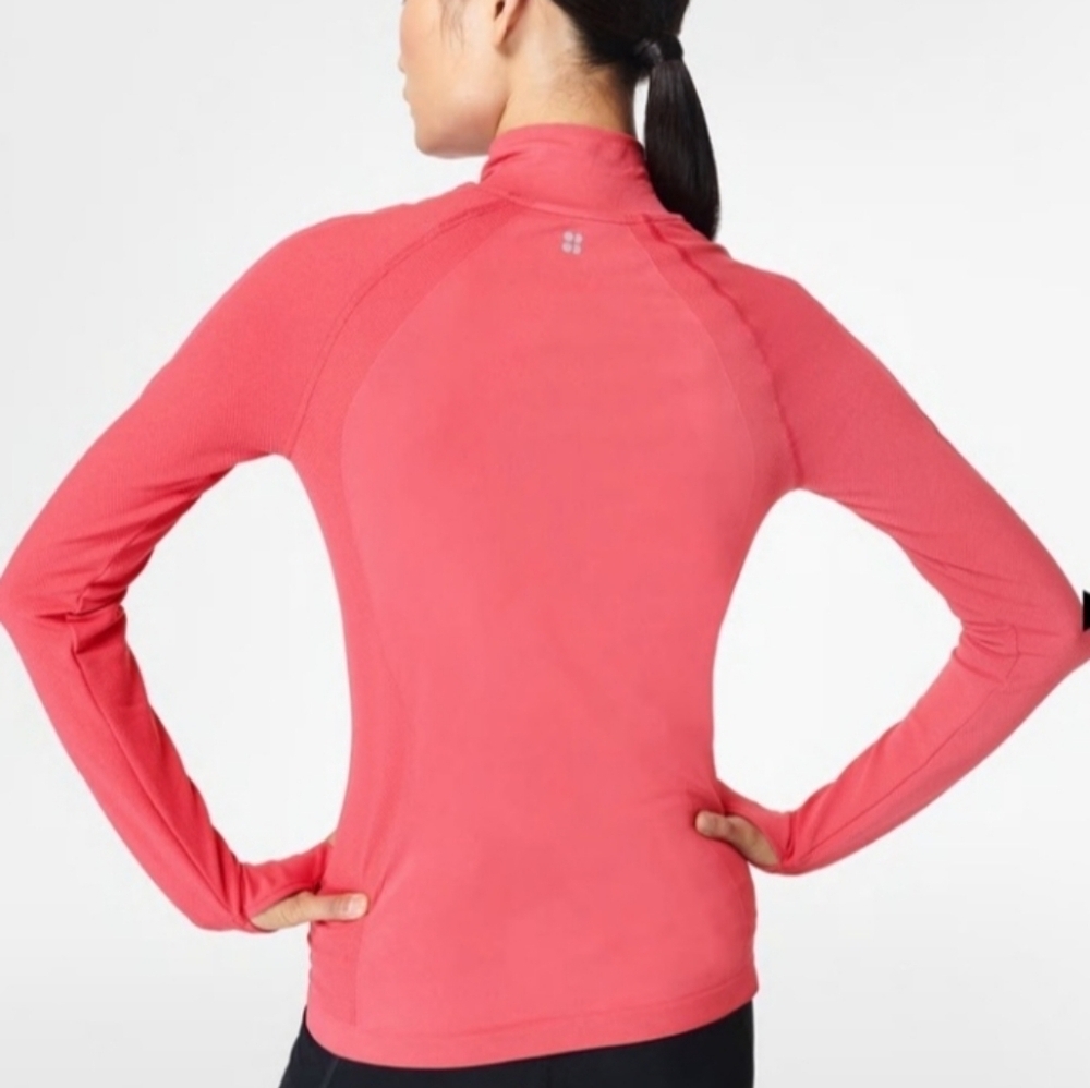 Sweaty Betty Athlete Seamless Half-Zip Top - Glow Pink - Picture 7 of 8
